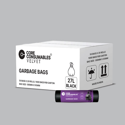 Core Consumables 27L Heavy Duty Garbage Bags - 1000 Bags per Carton