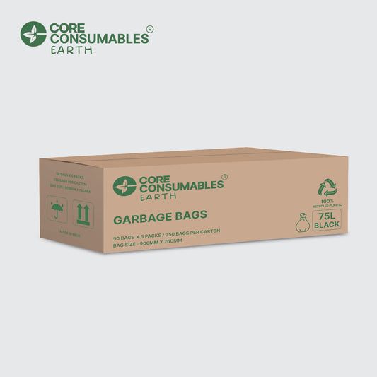 Core Consumables 75L Ultra ExtraHeavy Duty Garbage Bags - 250 Bags per Carton