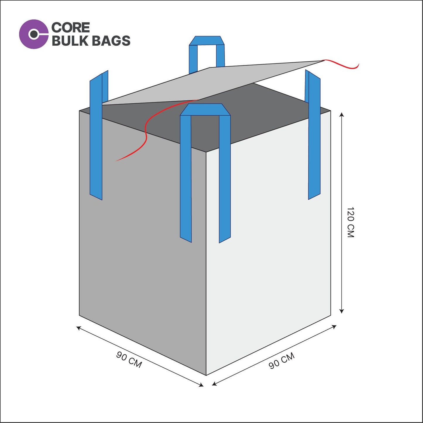 1500 Kg Bulk Bag - 90X90X120 Flap Top Closed Bottom
