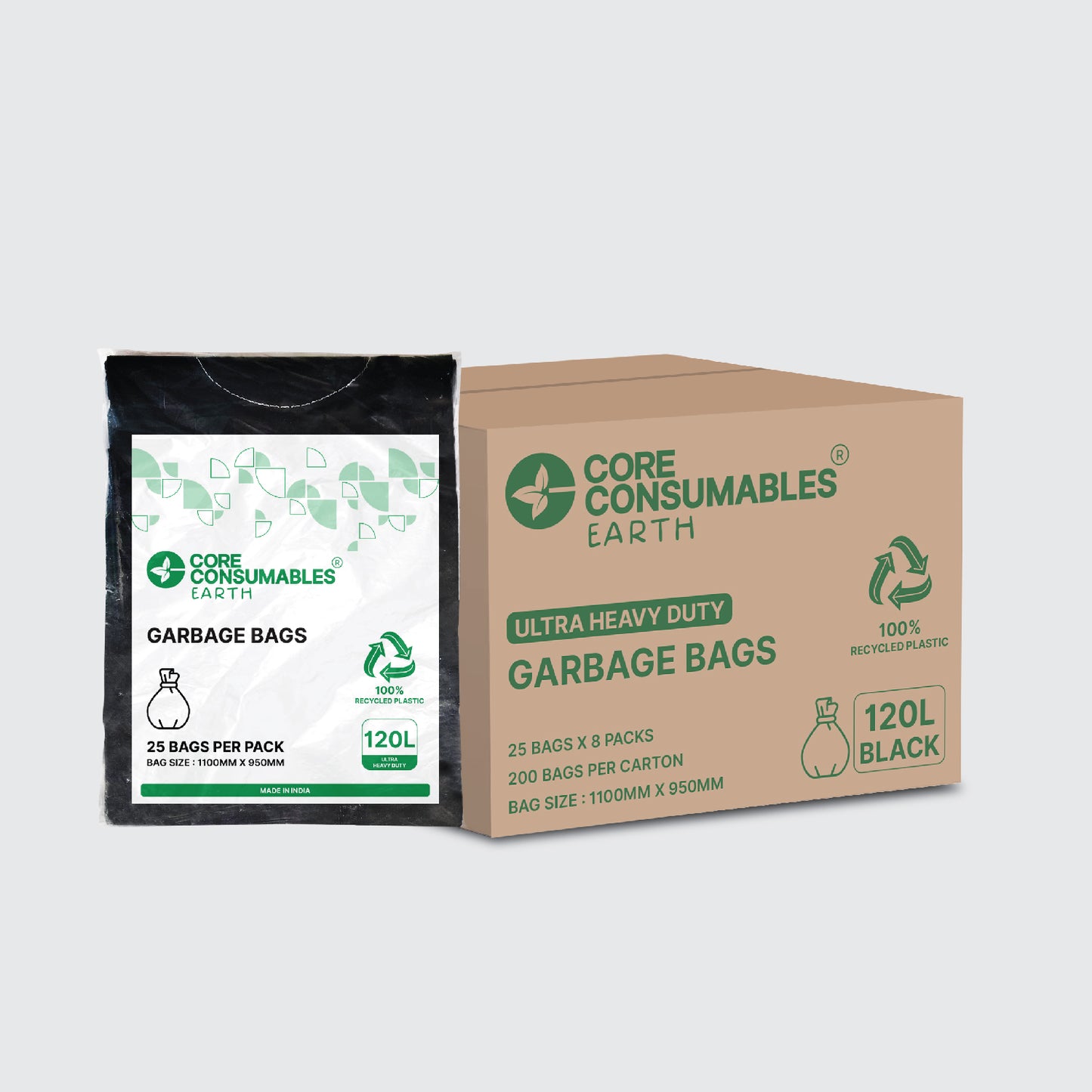 Core Consumables 120L Ultra Extra Heavy Duty Garbage Bags - Premium Quality for Hassle-Free Waste Management