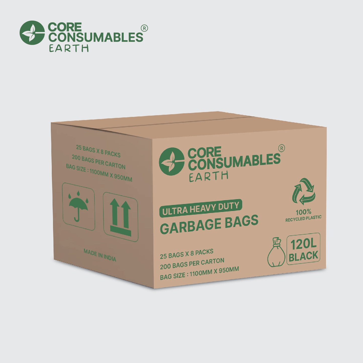 Core Consumables 120L Ultra Extra Heavy Duty Garbage Bags - Premium Quality for Hassle-Free Waste Management