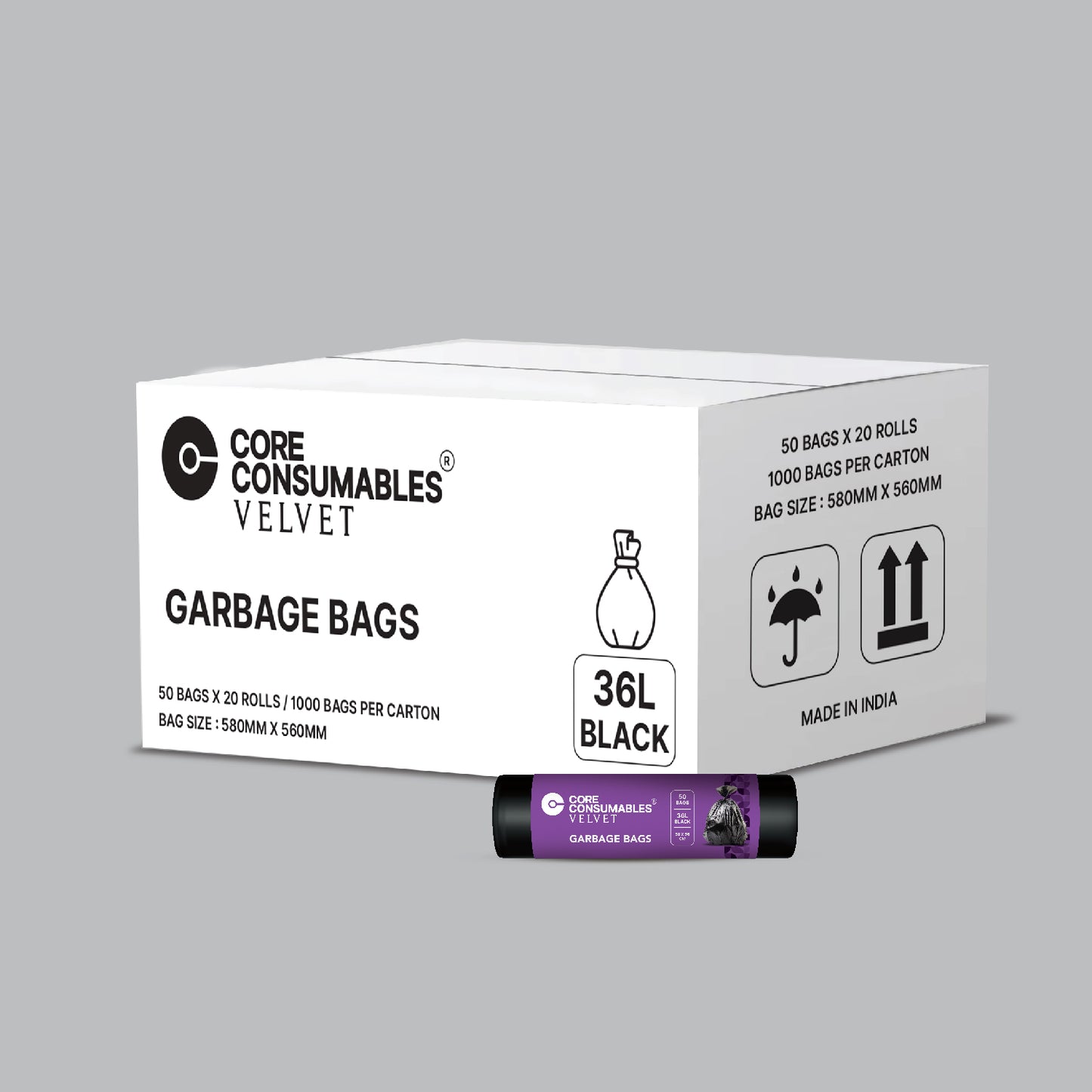 Core Consumables 36L Heavy Duty Garbage Bags - Premium Quality for Hassle-Free Waste Management