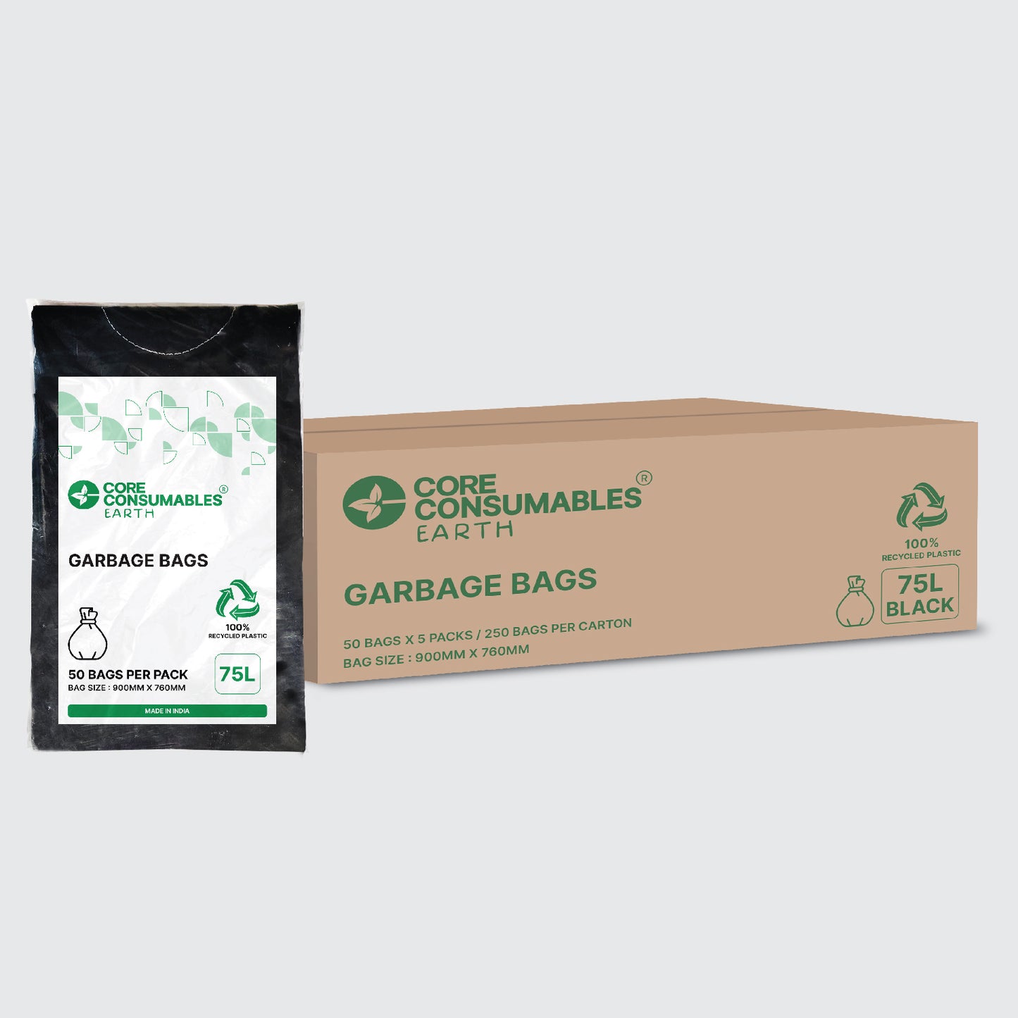 Core Consumables 75L Ultra ExtraHeavy Duty Garbage Bags - Premium Quality for Hassle-Free Waste Management